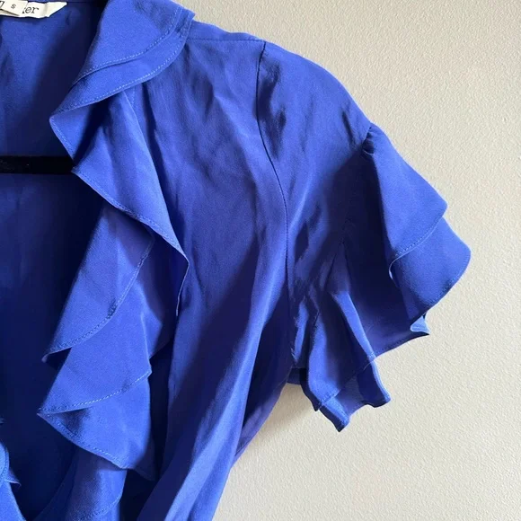 Tucker Silk Short Sleeve Wrap Blouse Small - Picture 3 of 5